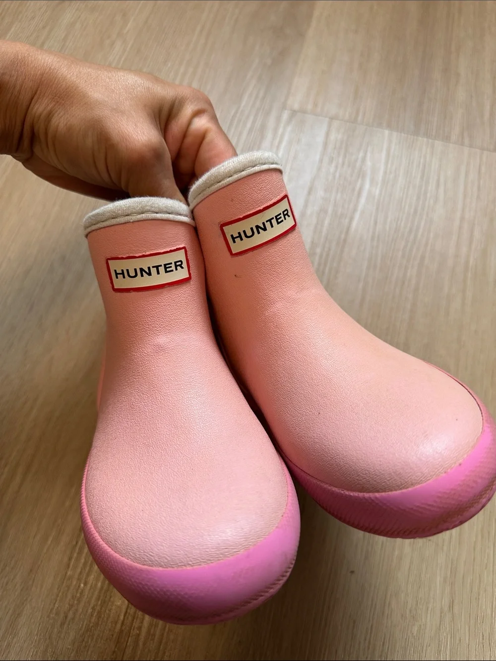 Hunter Pink Kids Waterproof Ankle Rain Boots